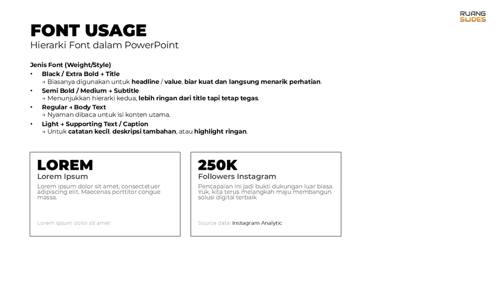 Font hierarchy